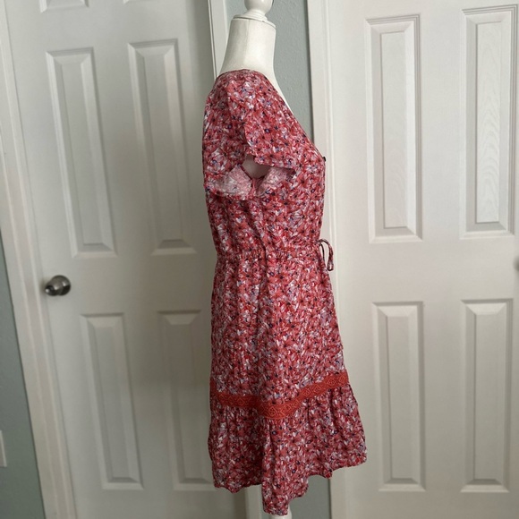 Knox Rose Red Floral Above the Knee Side Pockets Dress Size XS - Picture 4 of 6